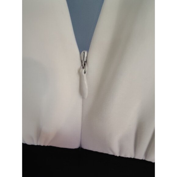 R&M Richards Ivory & Black Tie-Back Halter Midi Dress W Beaded Waist 8 - Picture 8 of 11